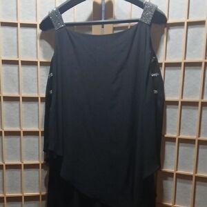 Black Sleeveless Top with Embellished Straps